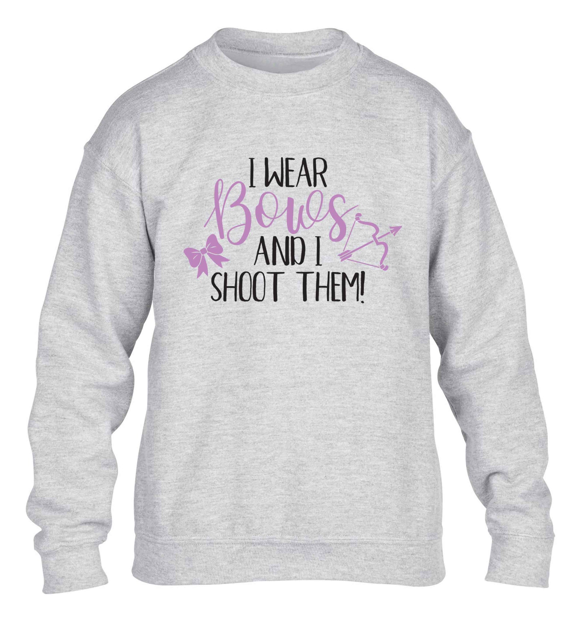 I wear bows and I shoot them children's grey sweater 12-13 Years