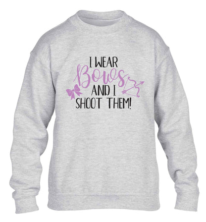 I wear bows and I shoot them children's grey sweater 12-13 Years