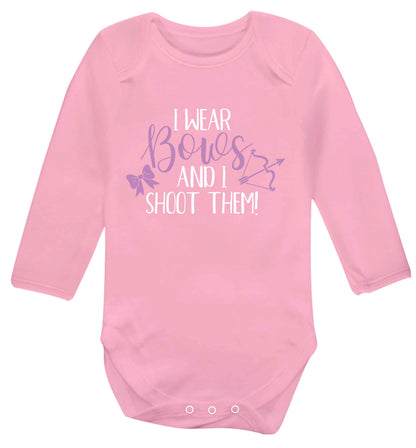I wear bows and I shoot them Baby Vest long sleeved pale pink 6-12 months