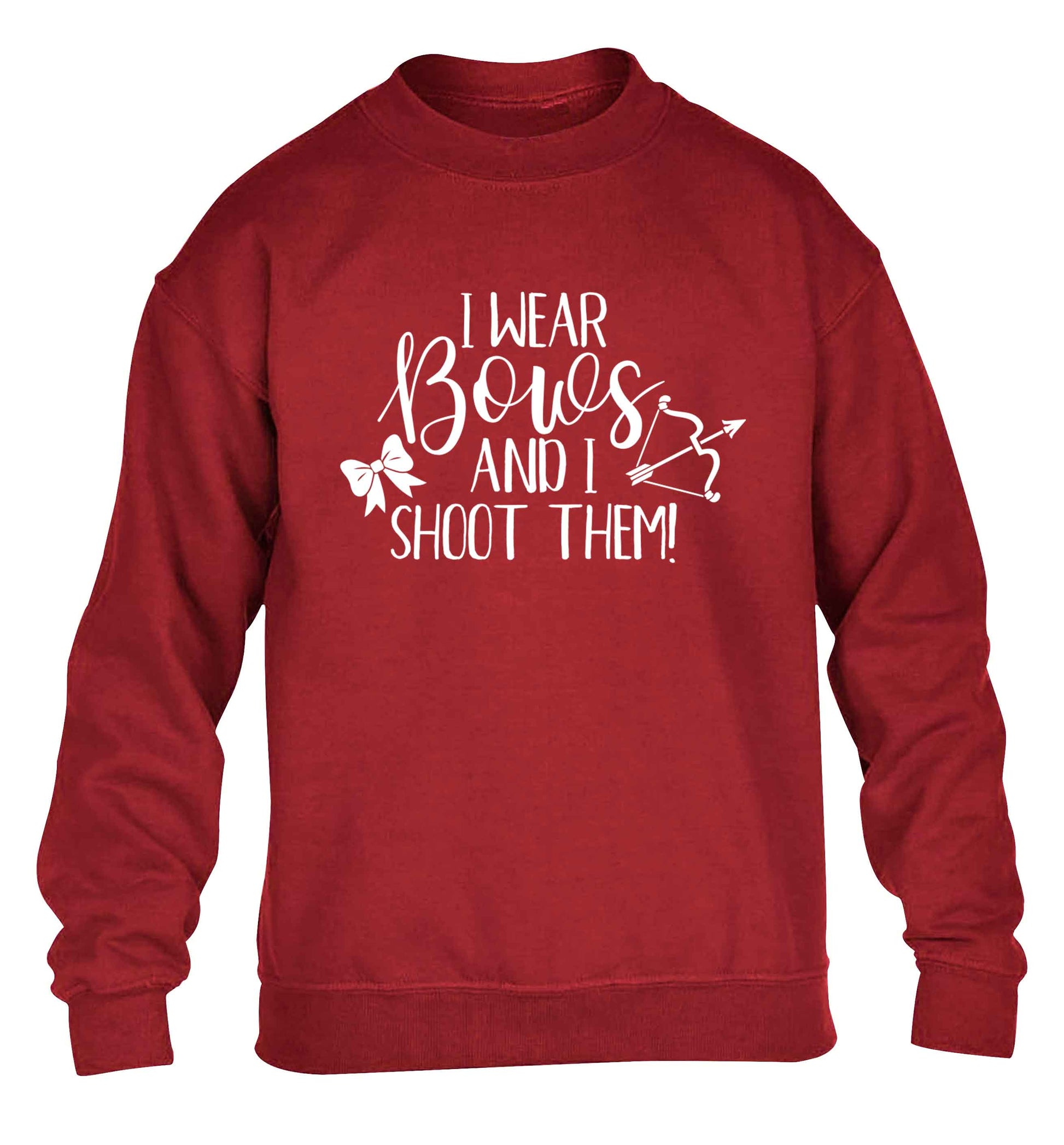 I wear bows and I shoot them children's grey sweater 12-13 Years