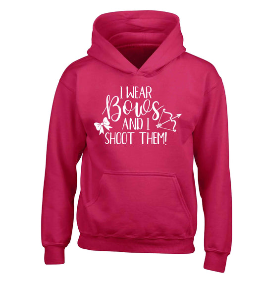 I wear bows and I shoot them children's pink hoodie 12-13 Years