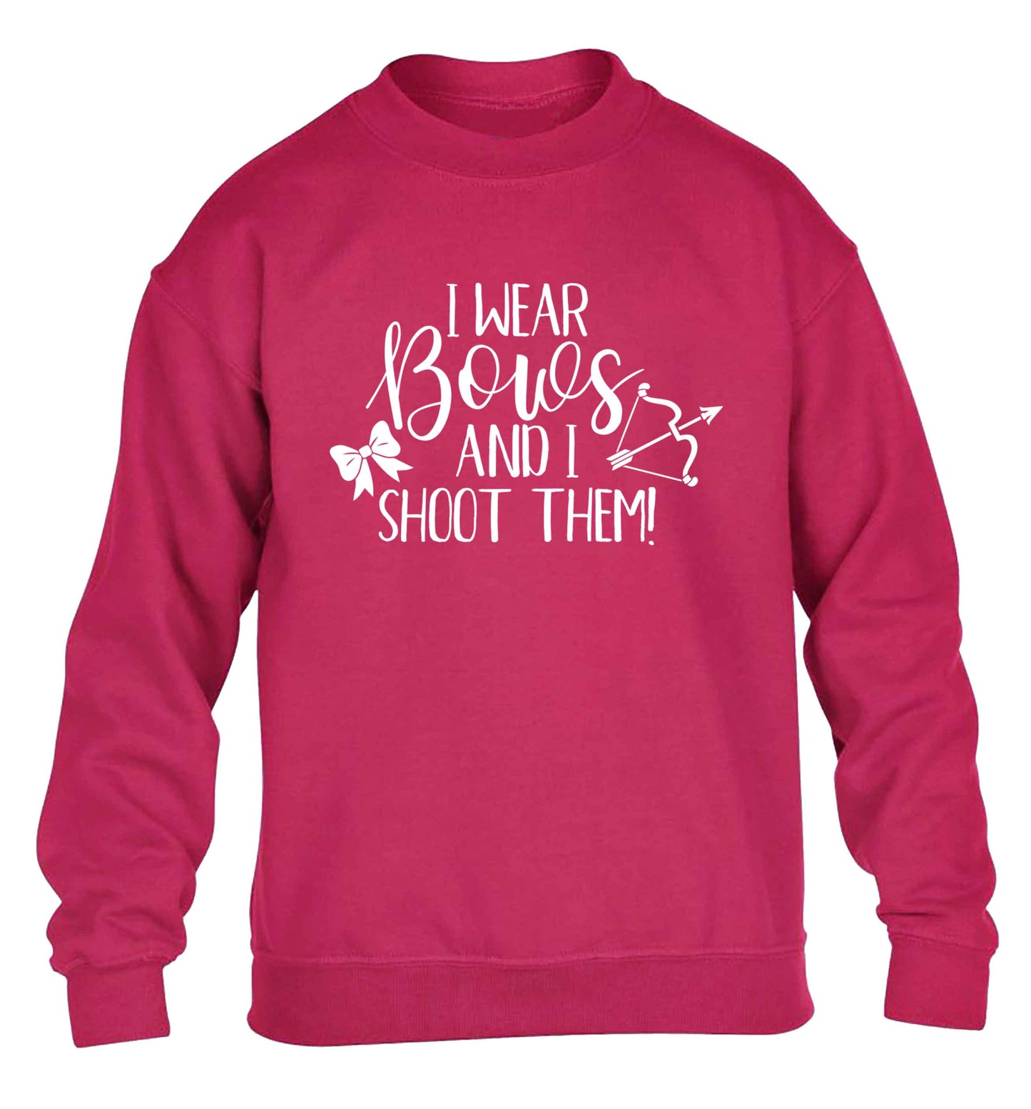 I wear bows and I shoot them children's pink sweater 12-13 Years