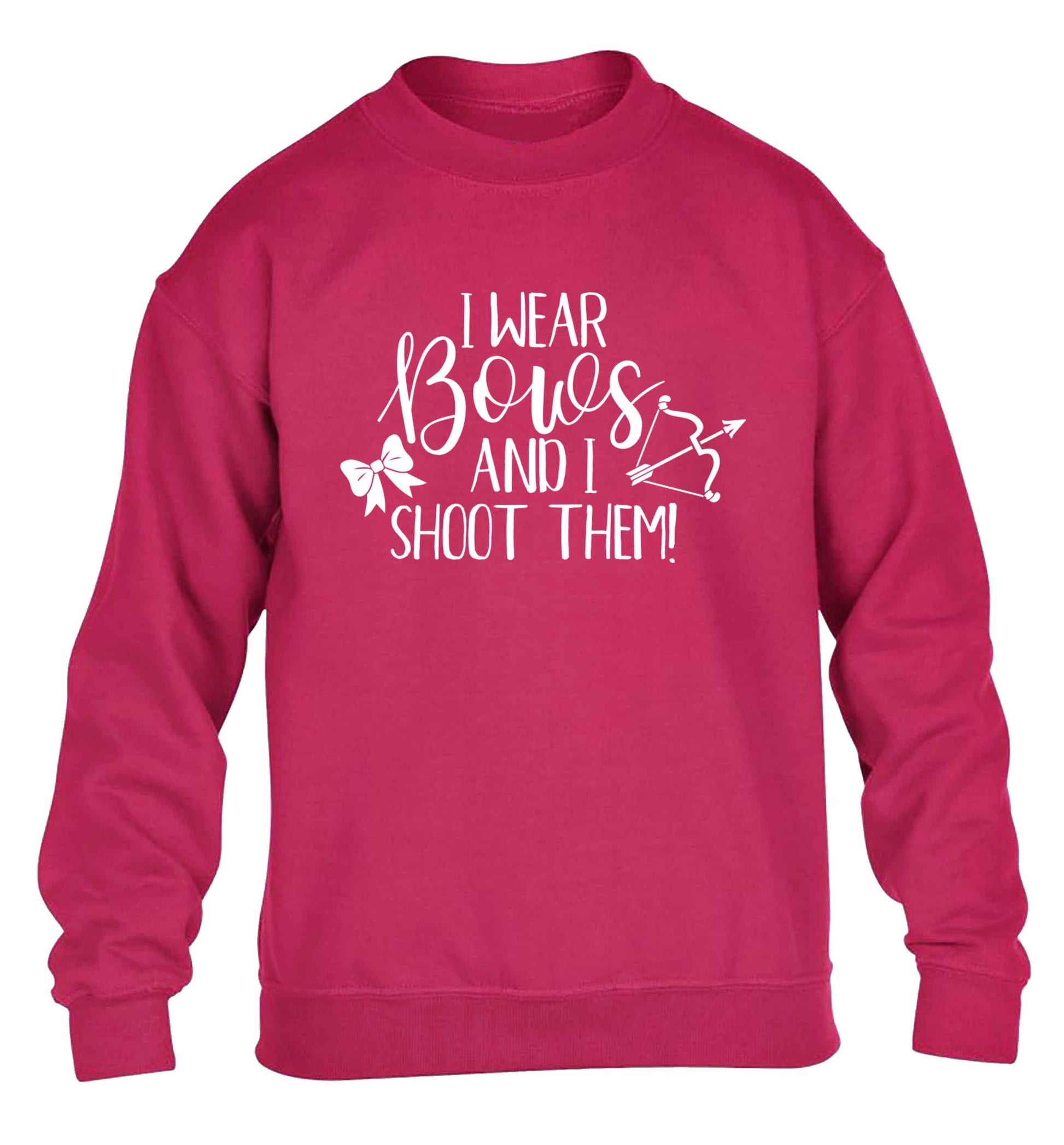 I wear bows and I shoot them children's pink sweater 12-13 Years