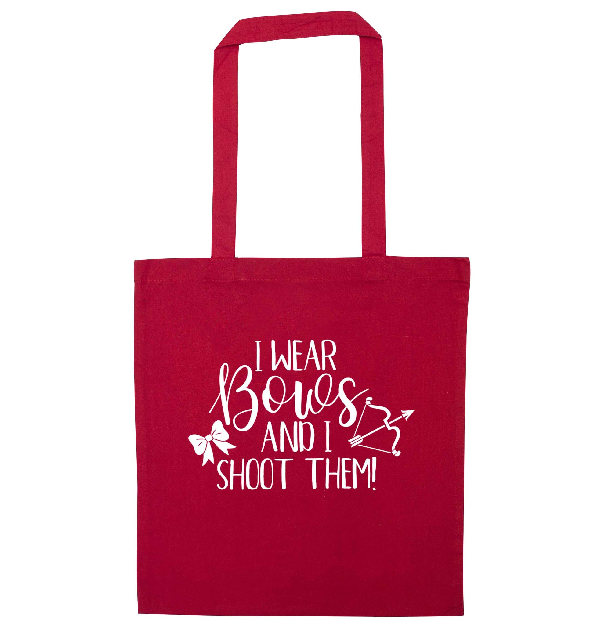 I wear bows and I shoot them red tote bag