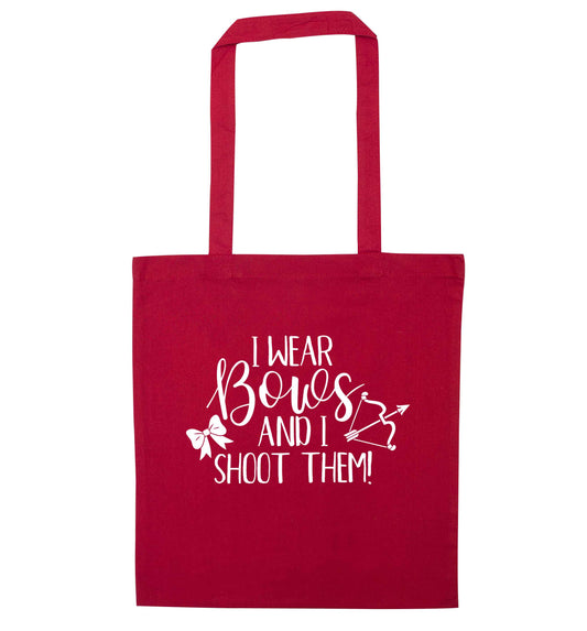 I wear bows and I shoot them red tote bag