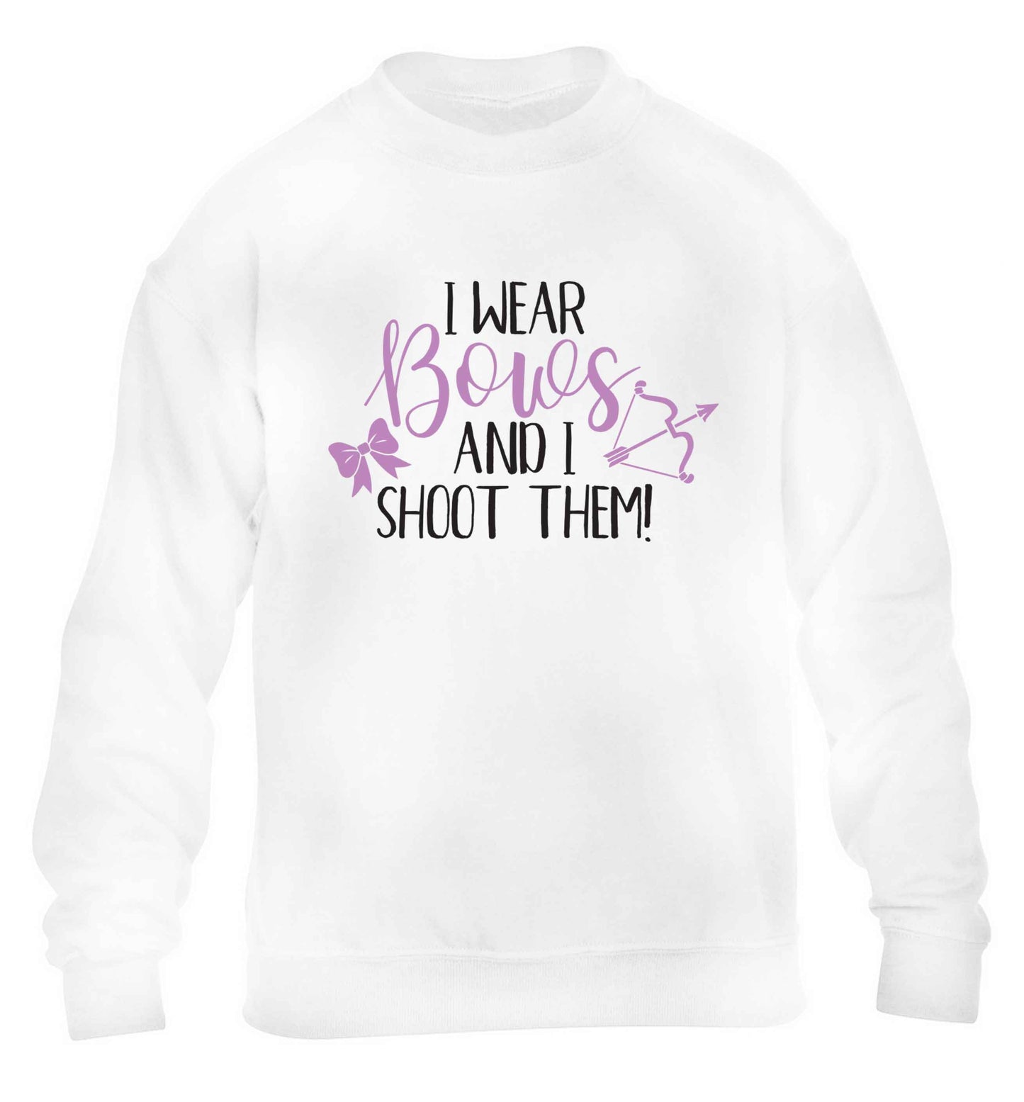 I wear bows and I shoot them children's white sweater 12-13 Years