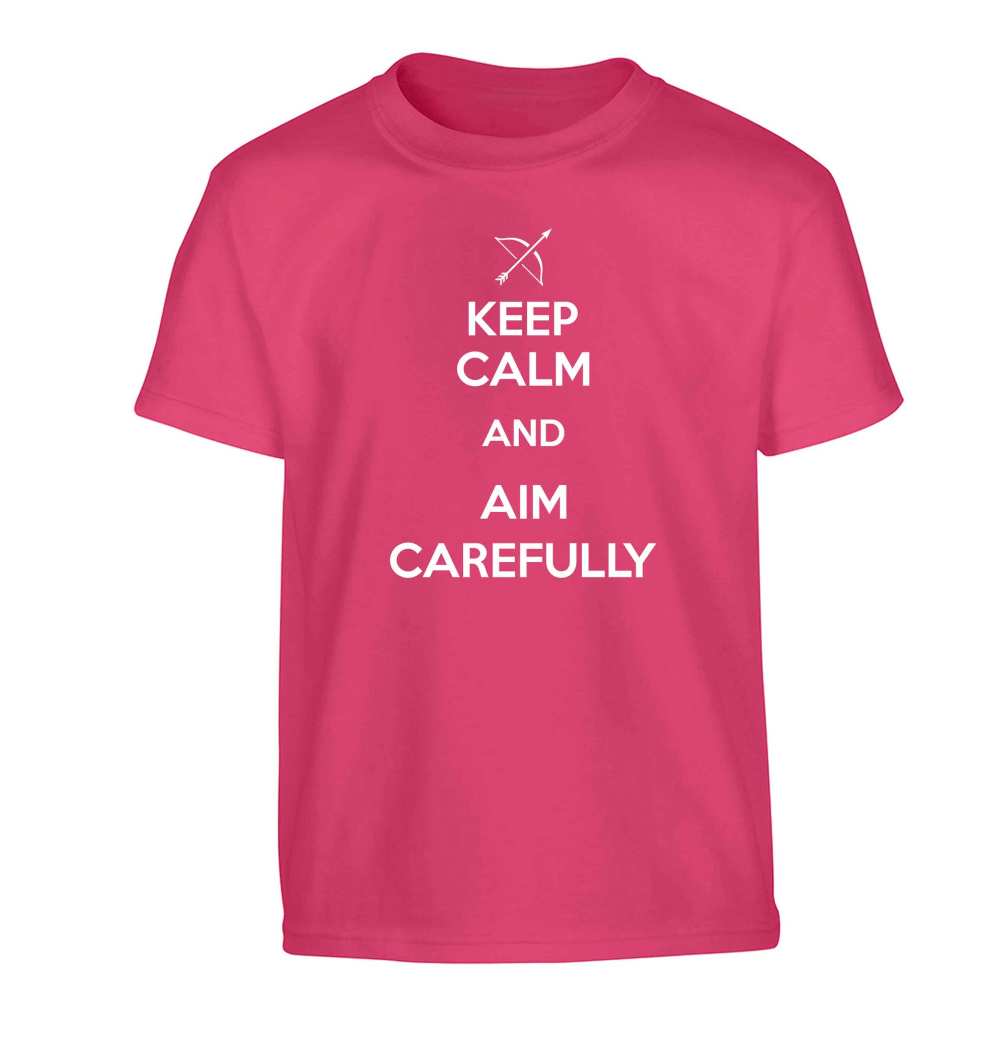 Keep calm and aim carefully Children's pink Tshirt 12-13 Years
