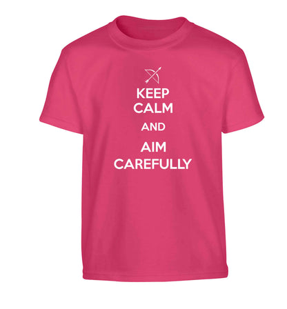 Keep calm and aim carefully Children's pink Tshirt 12-13 Years