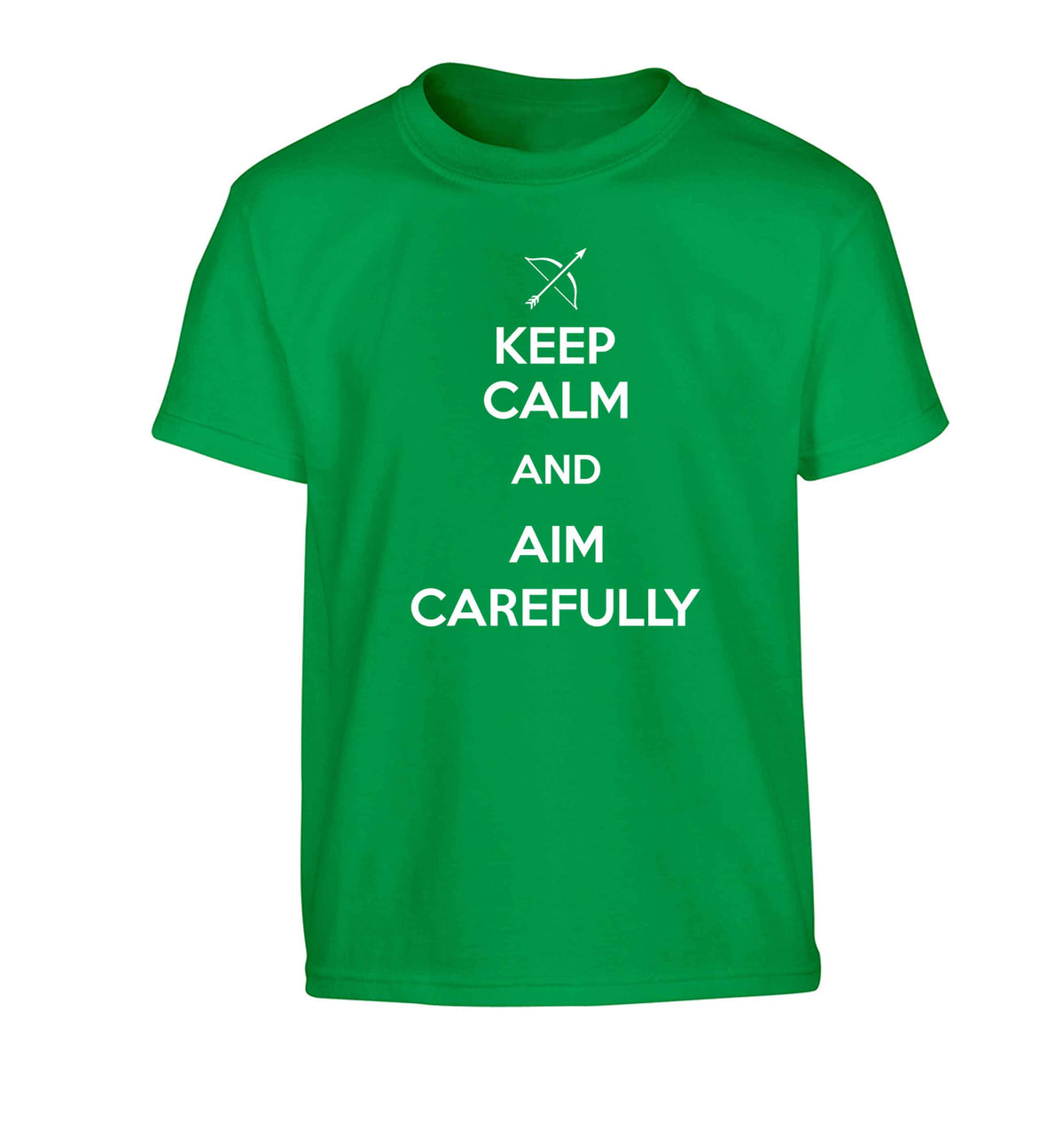 Keep calm and aim carefully Children's green Tshirt 12-13 Years