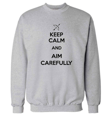 Keep calm and aim carefully Adult's unisex grey Sweater 2XL