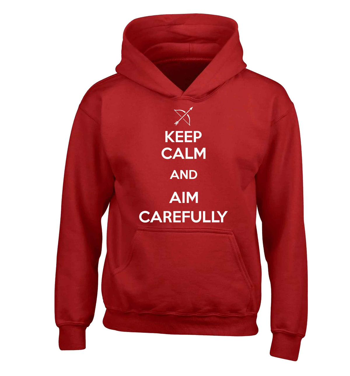 Keep calm and aim carefully children's red hoodie 12-13 Years
