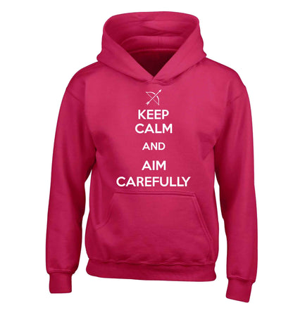 Keep calm and aim carefully children's pink hoodie 12-13 Years