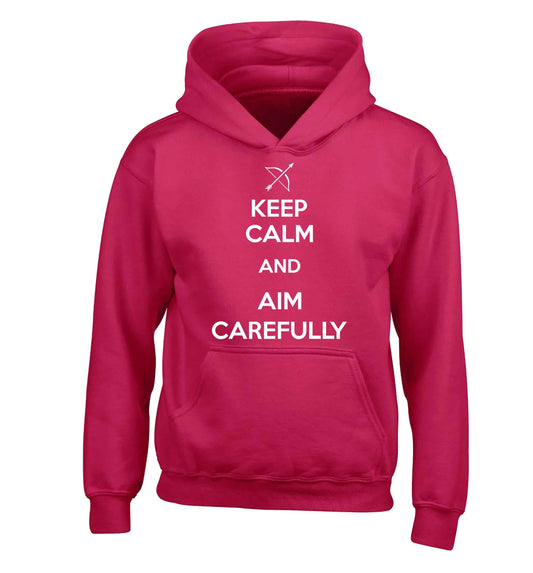 Keep calm and aim carefully children's pink hoodie 12-13 Years
