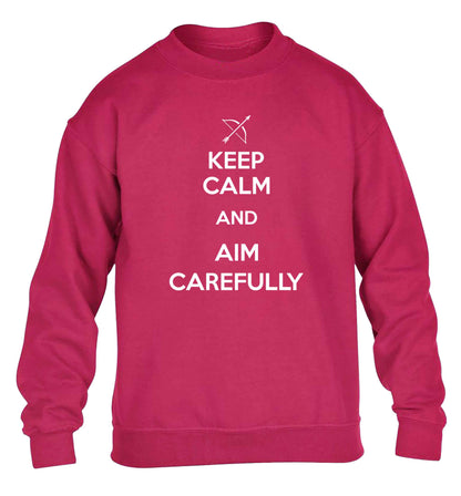 Keep calm and aim carefully children's pink sweater 12-13 Years