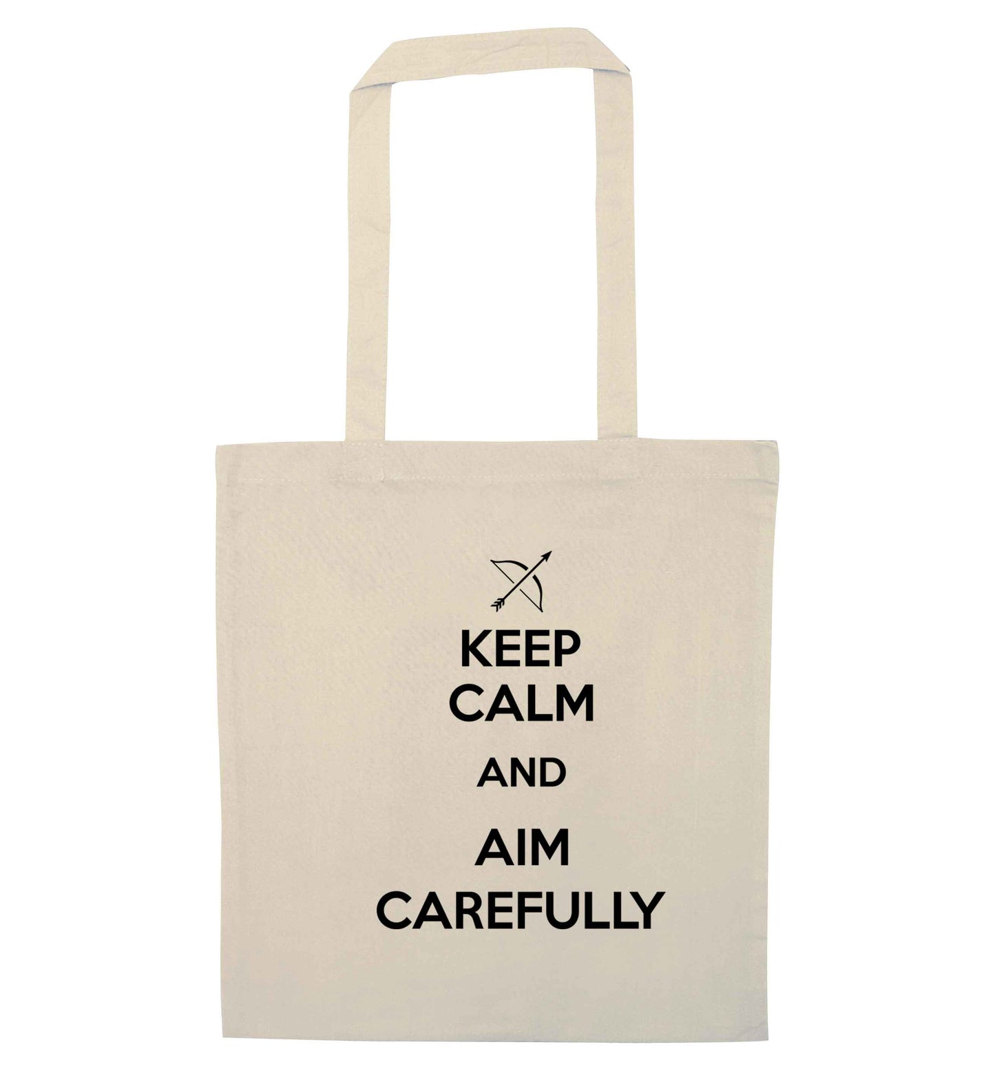 Keep calm and aim carefully natural tote bag