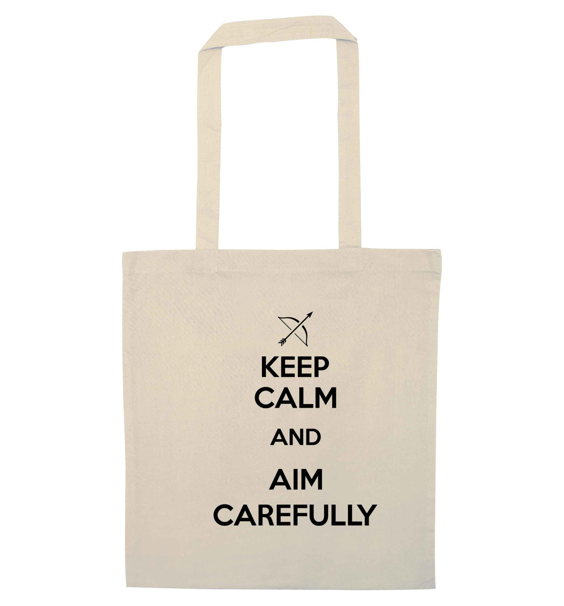Keep calm and aim carefully natural tote bag