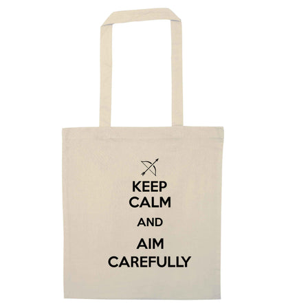 Keep calm and aim carefully natural tote bag