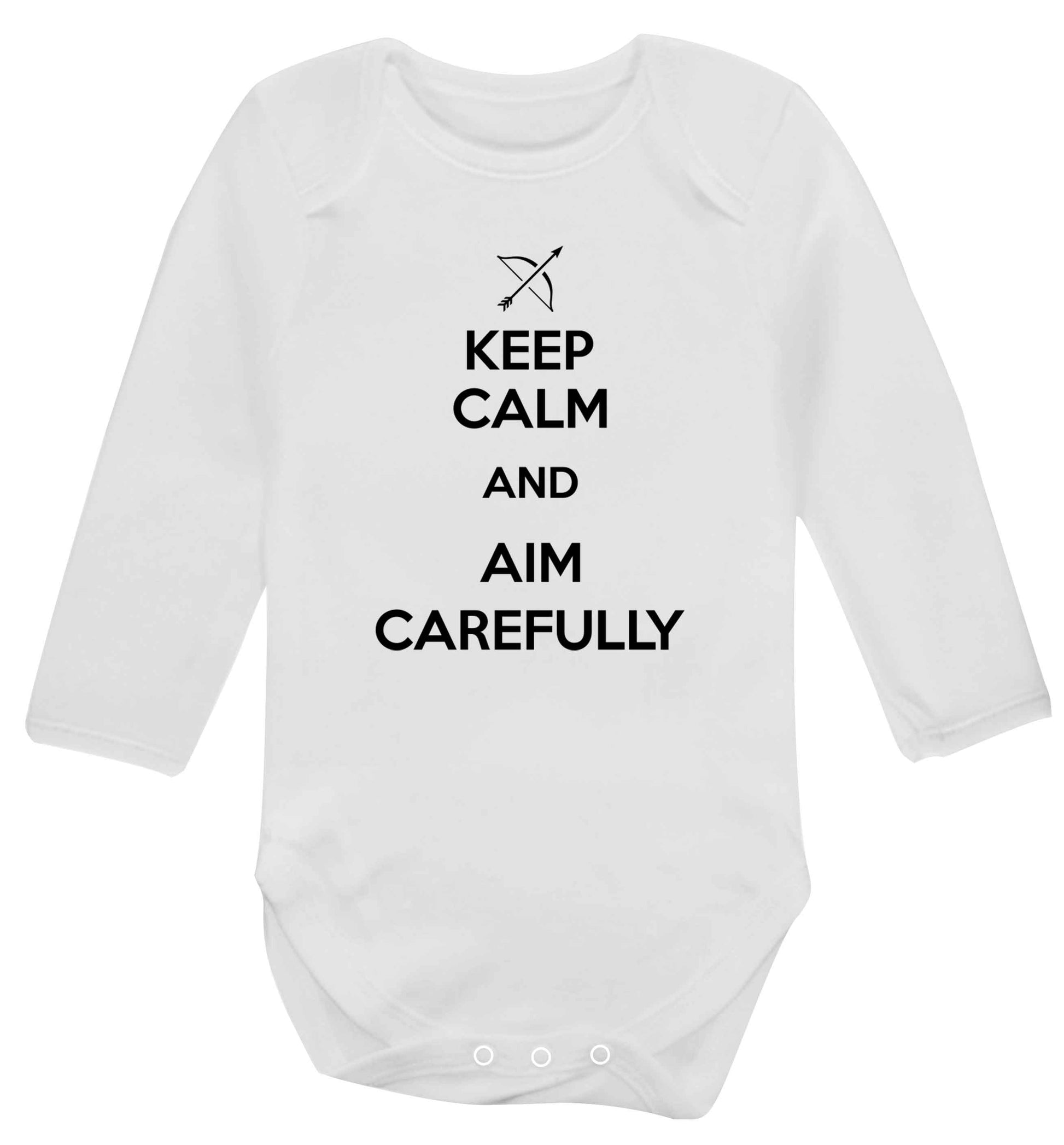 Keep calm and aim carefully Baby Vest long sleeved white 6-12 months