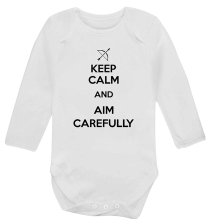 Keep calm and aim carefully Baby Vest long sleeved white 6-12 months