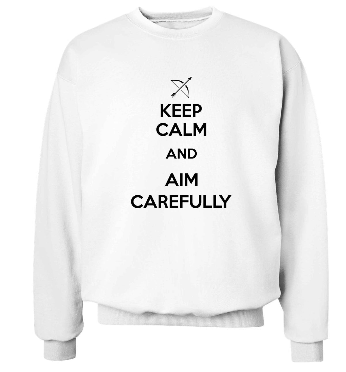 Keep calm and aim carefully Adult's unisex white Sweater 2XL