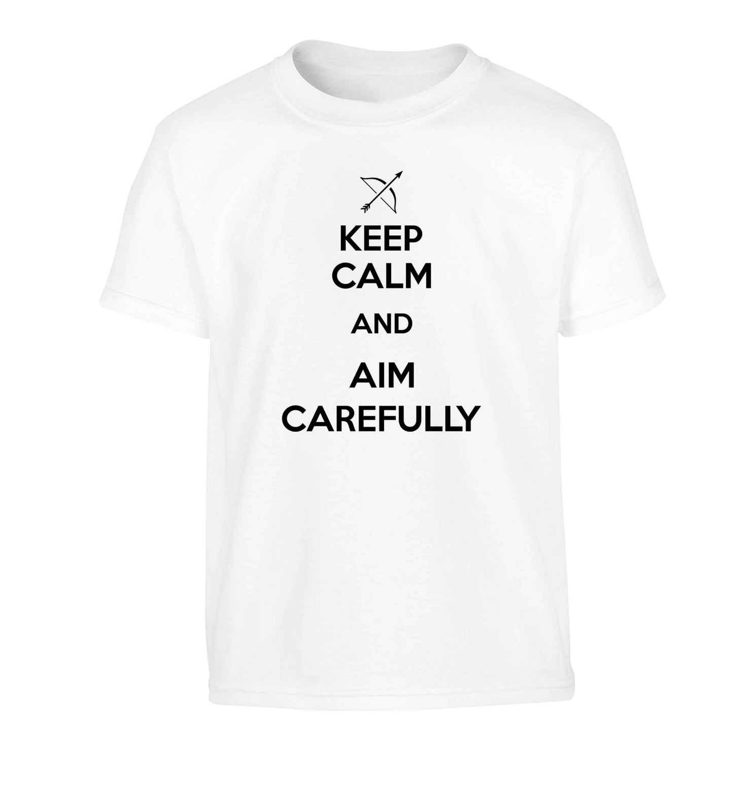 Keep calm and aim carefully Children's white Tshirt 12-13 Years