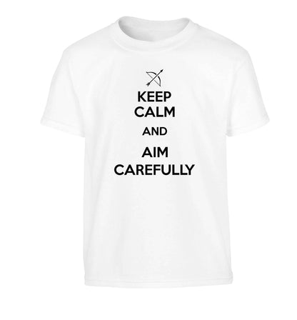 Keep calm and aim carefully Children's white Tshirt 12-13 Years