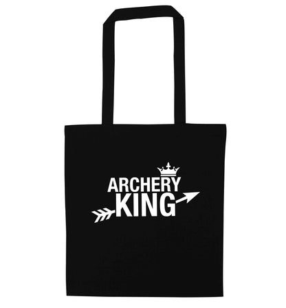 Archery king black tote bag