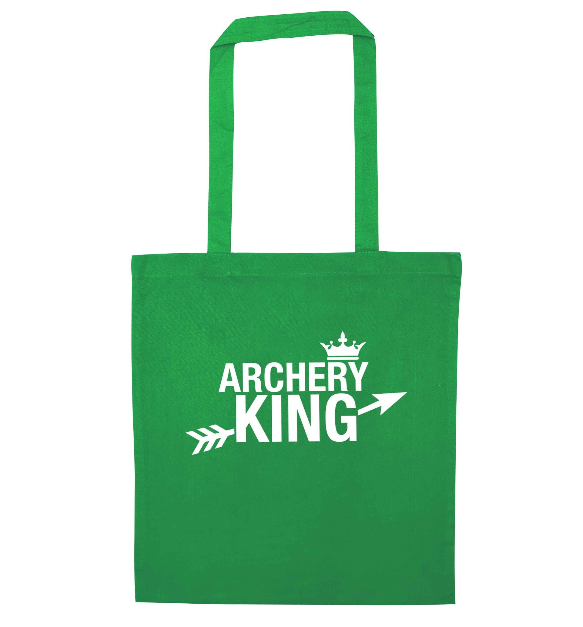 Archery king green tote bag