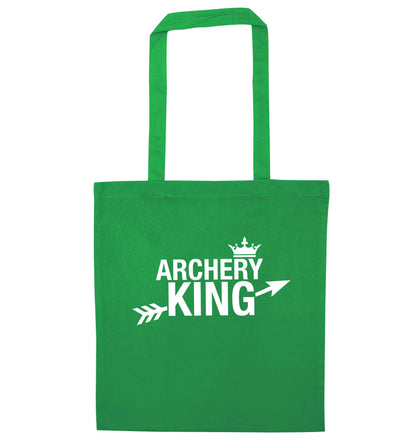 Archery king green tote bag