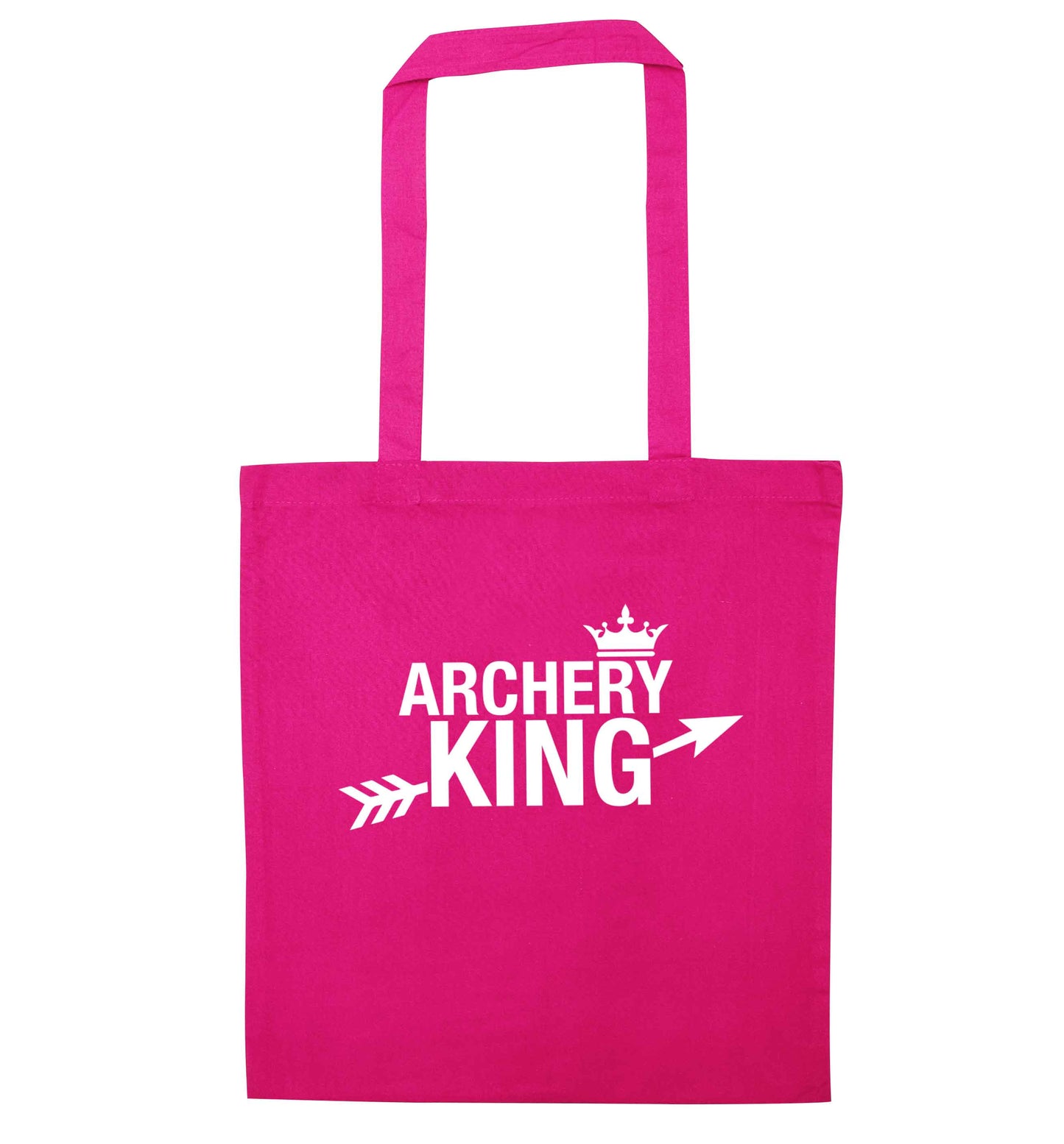Archery king pink tote bag