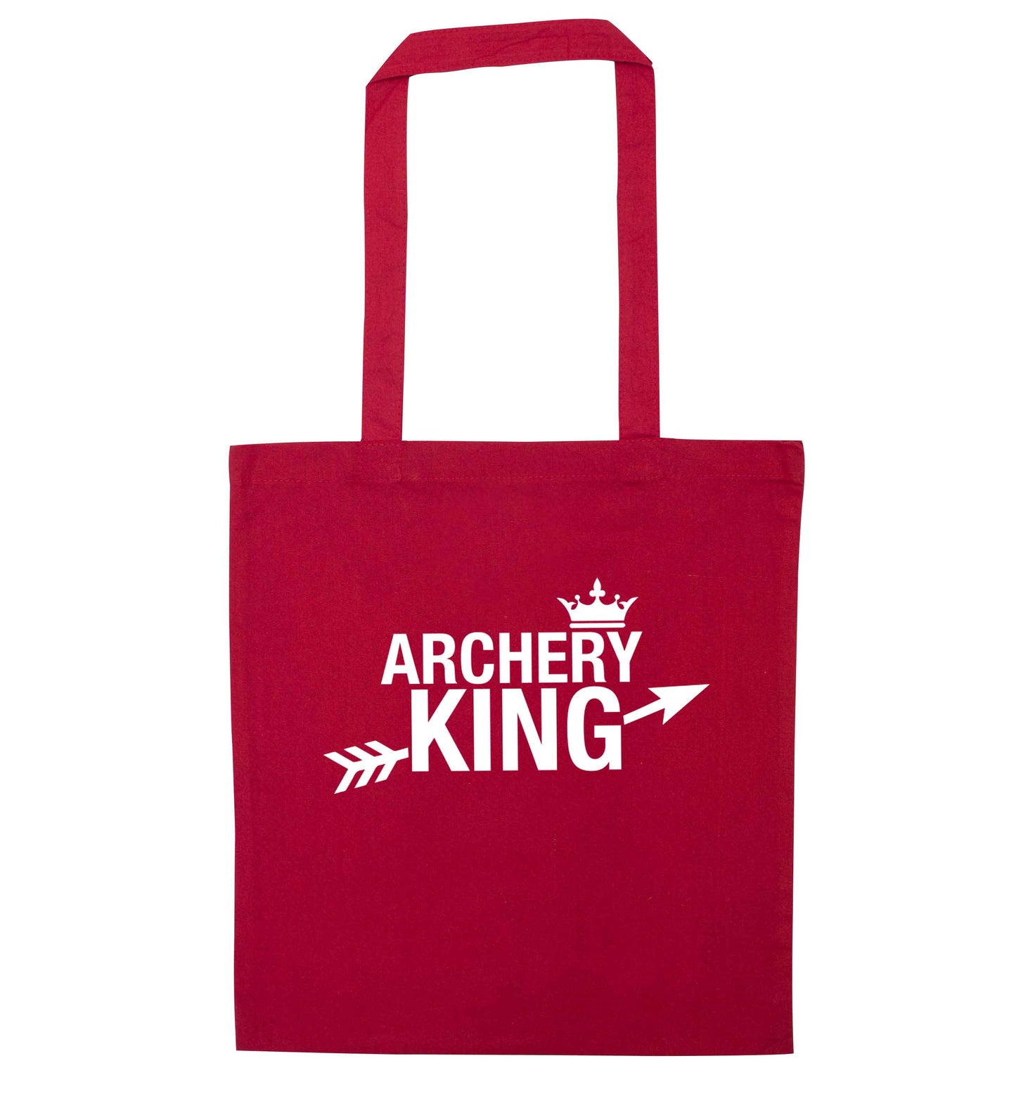 Archery king red tote bag