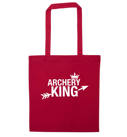 Archery king red tote bag