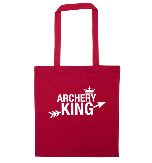 Archery king red tote bag