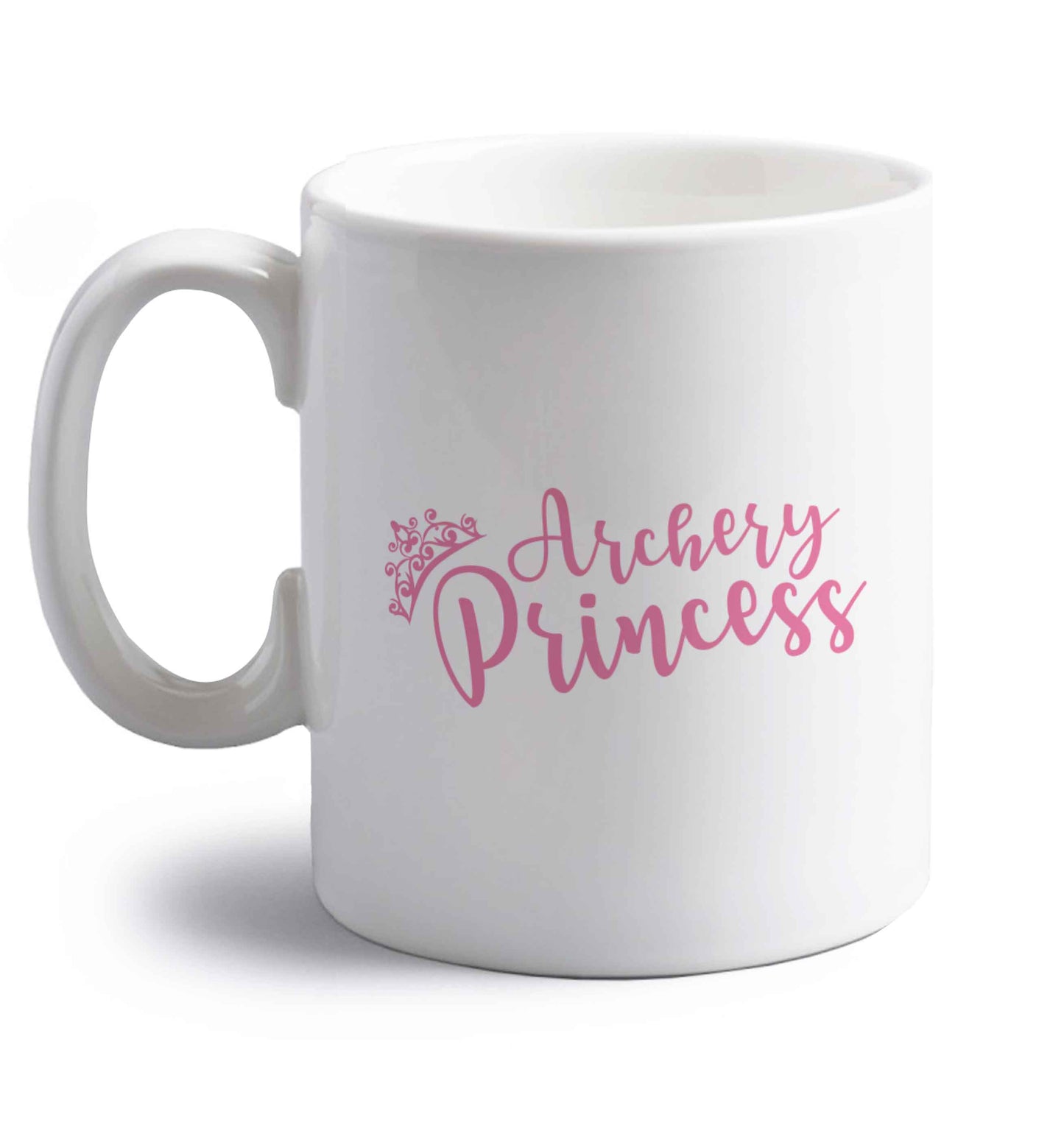 Archery princess right handed white ceramic mug 