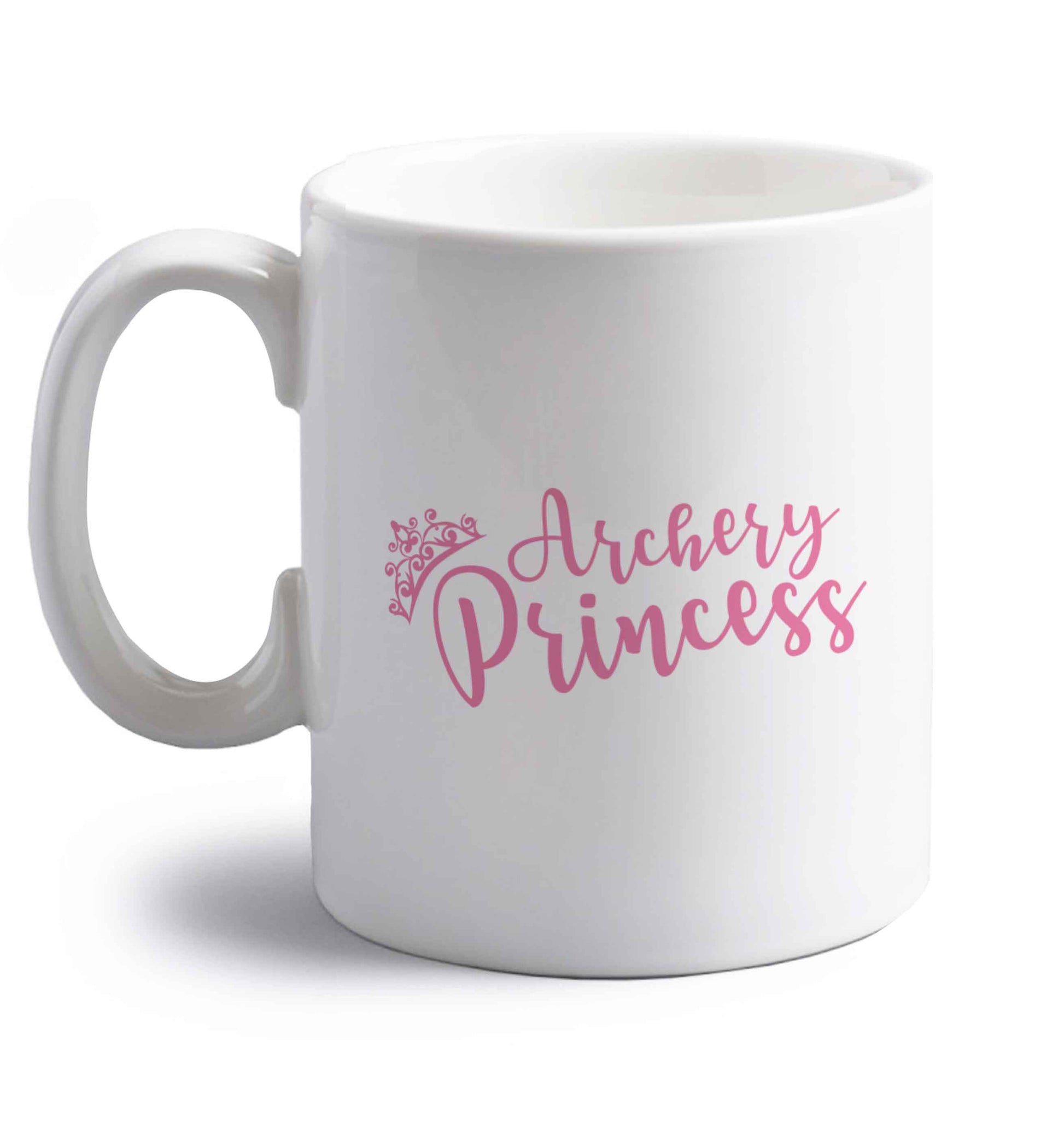 Archery princess right handed white ceramic mug 