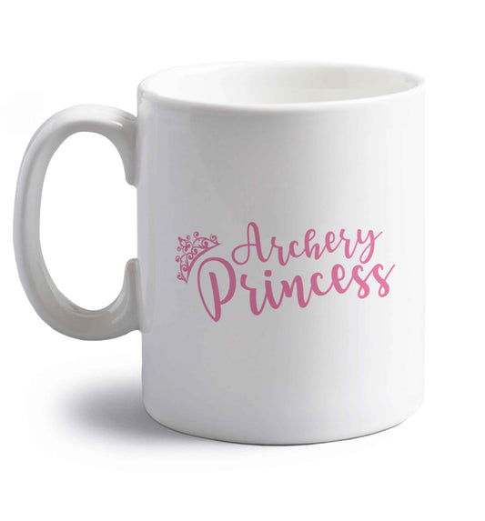 Archery princess right handed white ceramic mug 