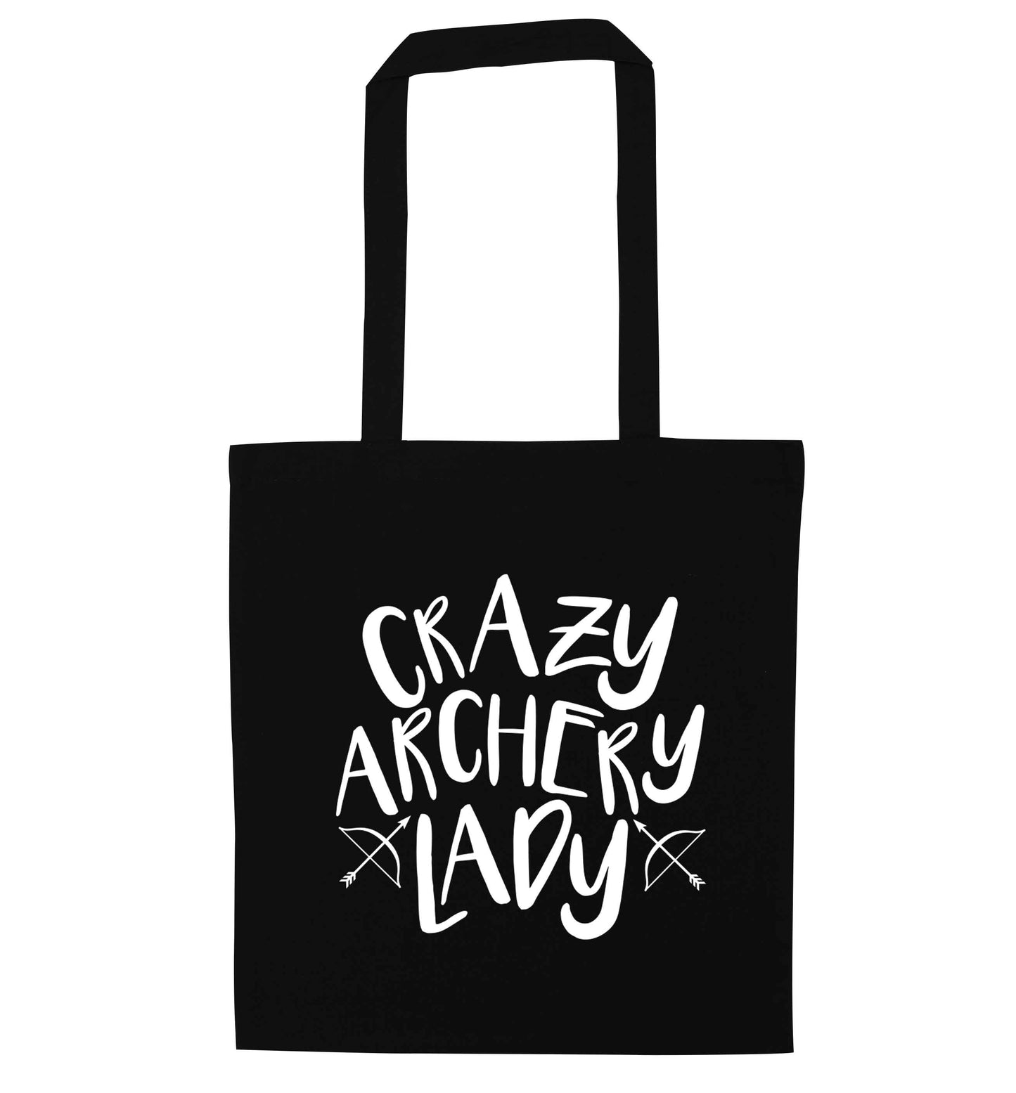 Crazy archery lady black tote bag