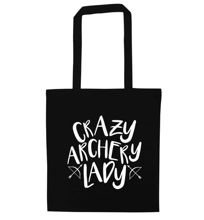 Crazy archery lady black tote bag