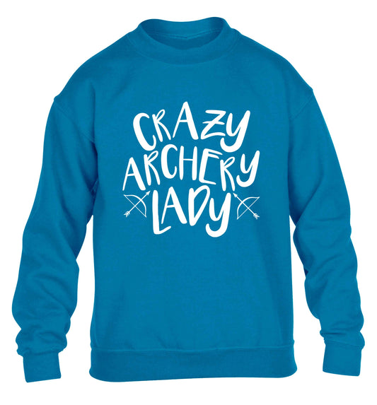 Crazy archery lady children's blue sweater 12-13 Years