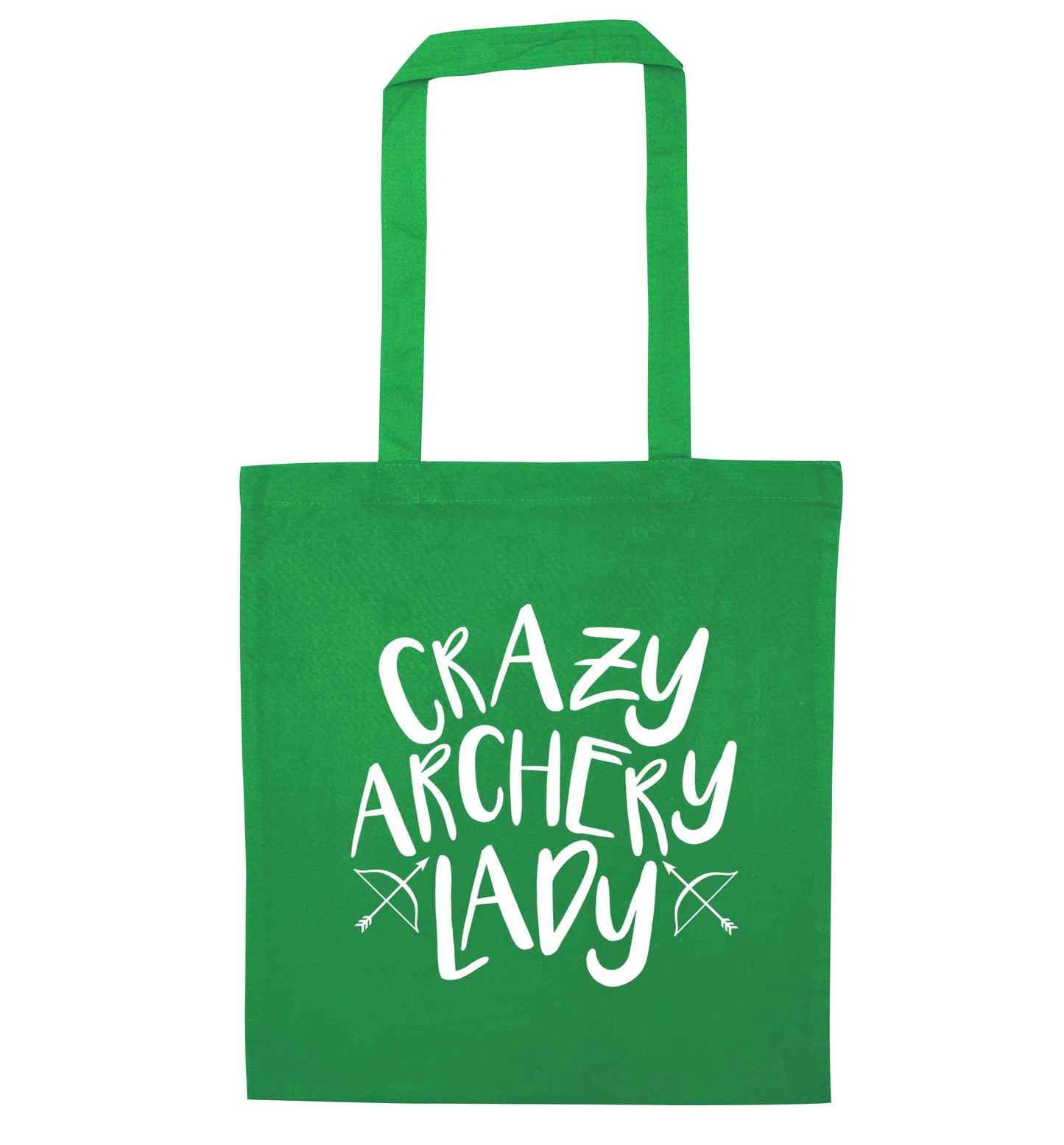 Crazy archery lady green tote bag