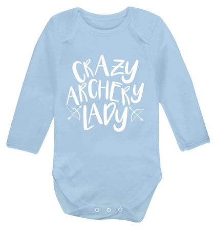 Crazy archery lady Baby Vest long sleeved pale blue 6-12 months