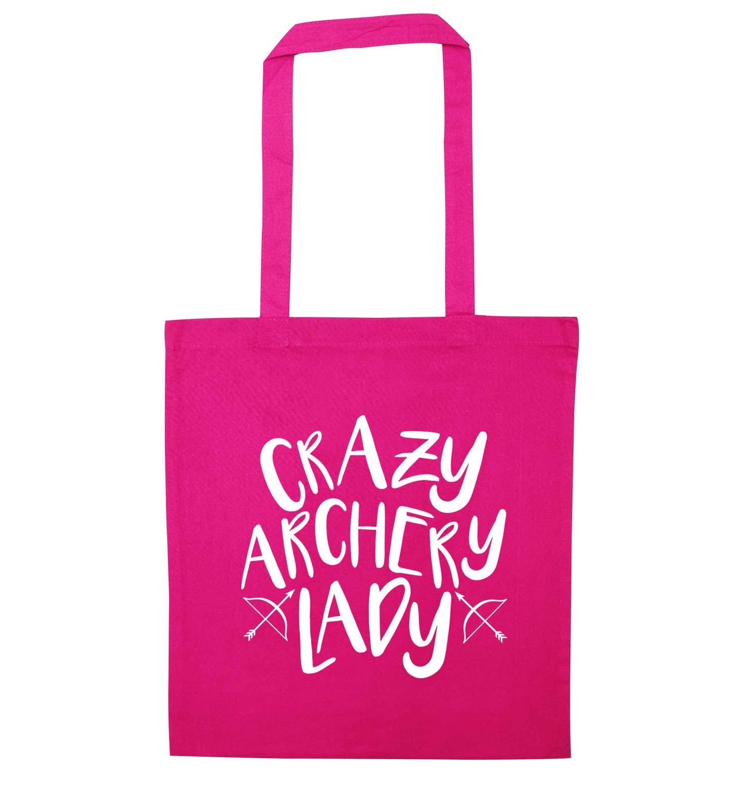 Crazy archery lady pink tote bag