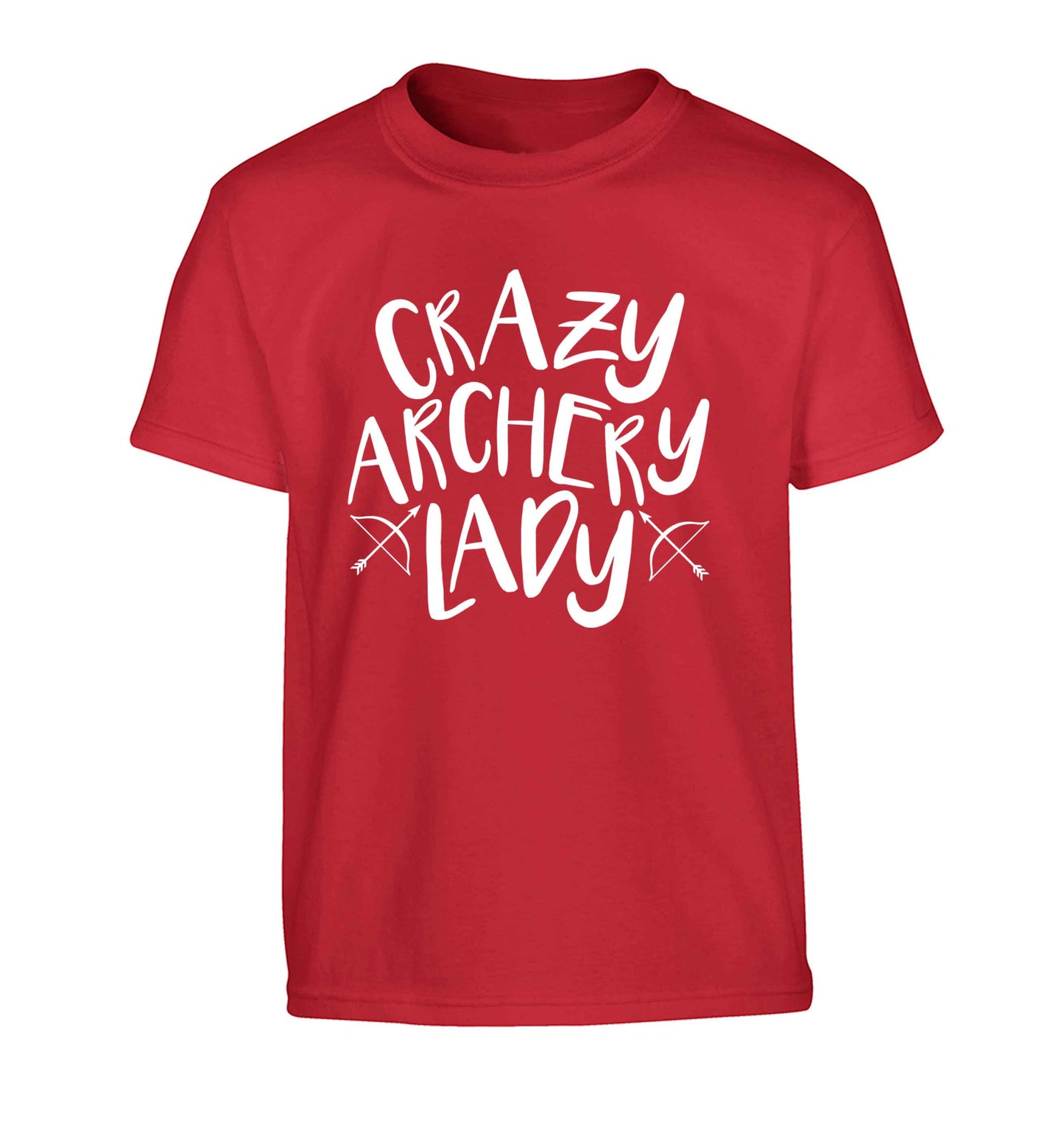 Crazy archery lady Children's red Tshirt 12-13 Years