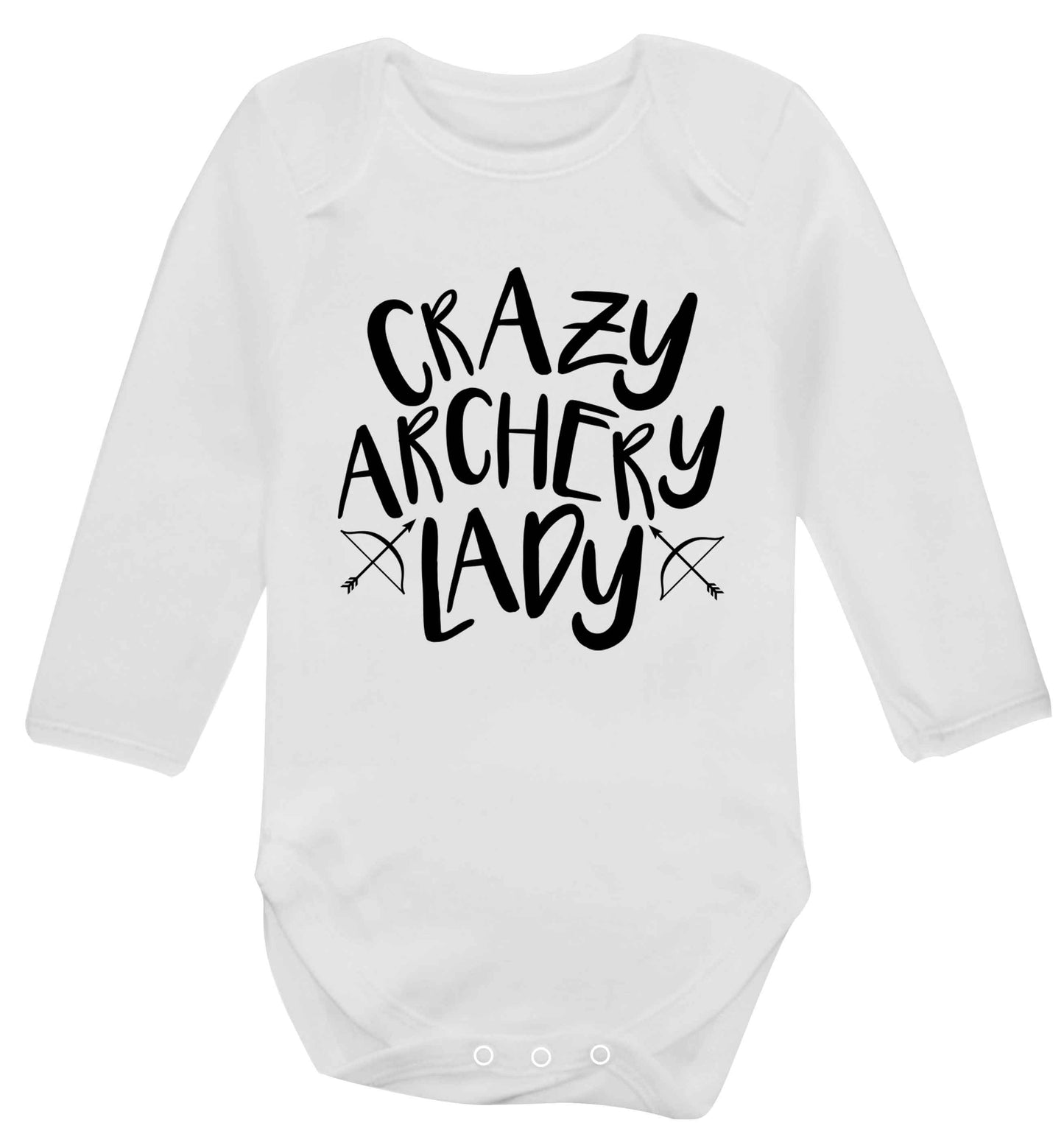 Crazy archery lady Baby Vest long sleeved white 6-12 months