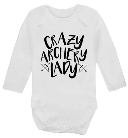 Crazy archery lady Baby Vest long sleeved white 6-12 months