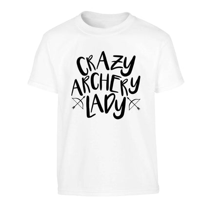 Crazy archery lady Children's white Tshirt 12-13 Years