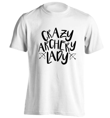Crazy archery lady adults unisex white Tshirt 2XL