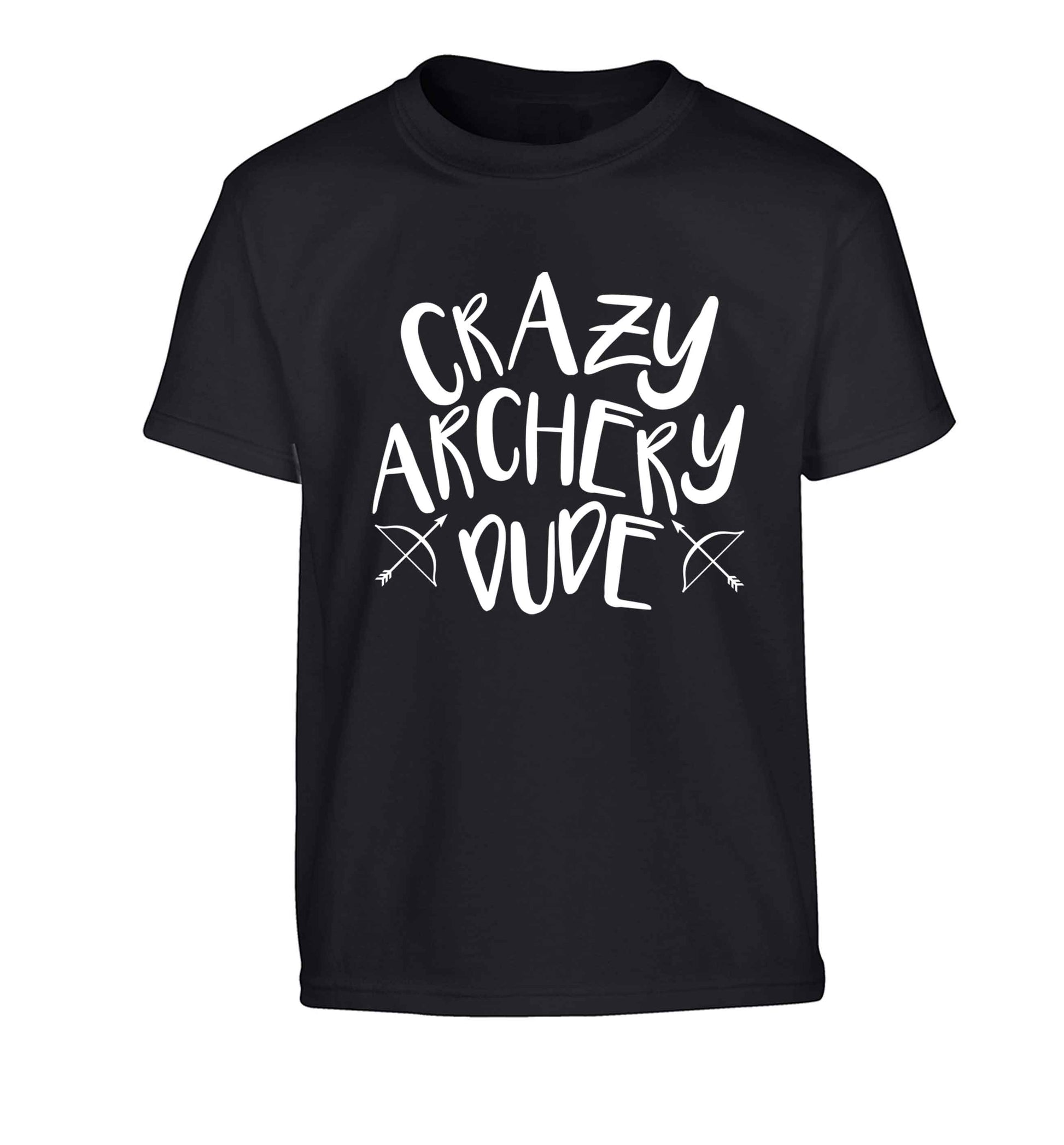 Crazy archery dude Children's black Tshirt 12-13 Years