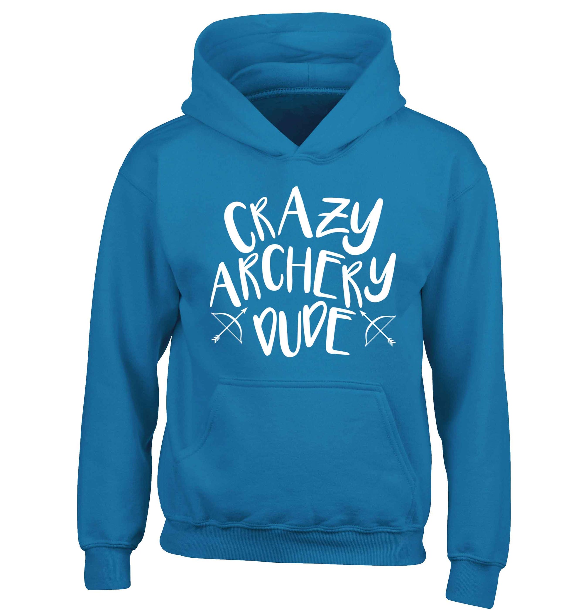 Crazy archery dude children's blue hoodie 12-13 Years