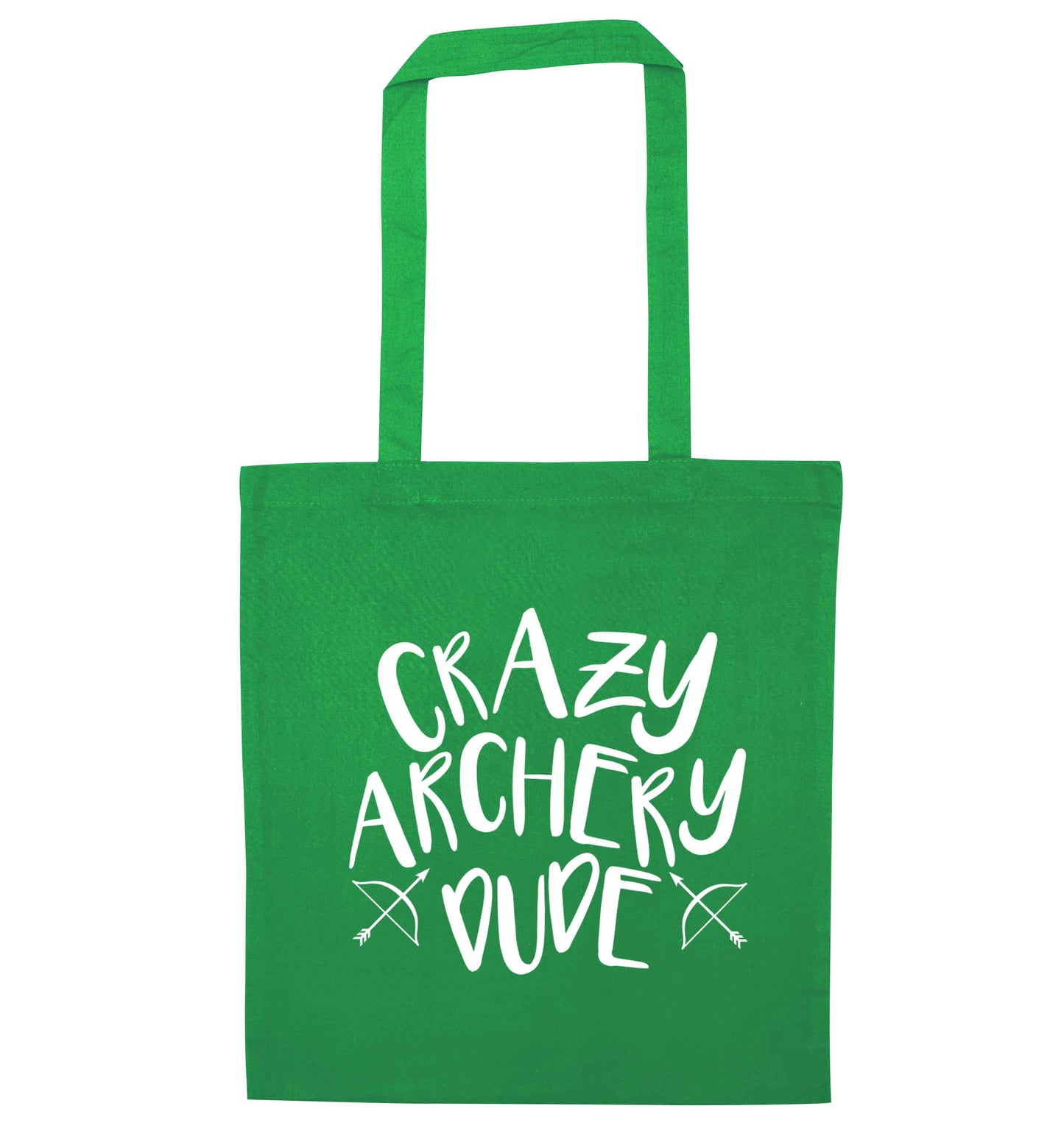 Crazy archery dude green tote bag